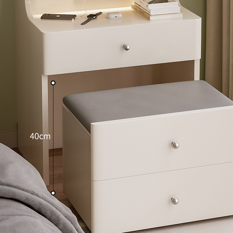 Lia Slimline Dressing Table, With USB Port, LED Mirror & Stool room setting for TV storage