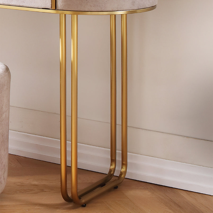 Zoey Dressing Table With LED Mirror cabinet and shelf detail