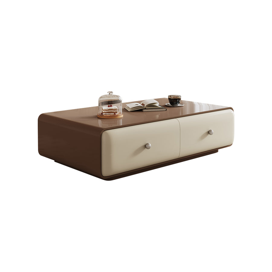 Chavarria Rectangle Coffee Table With Storage, Cream & Walnut styled for rectangular coffee table UK