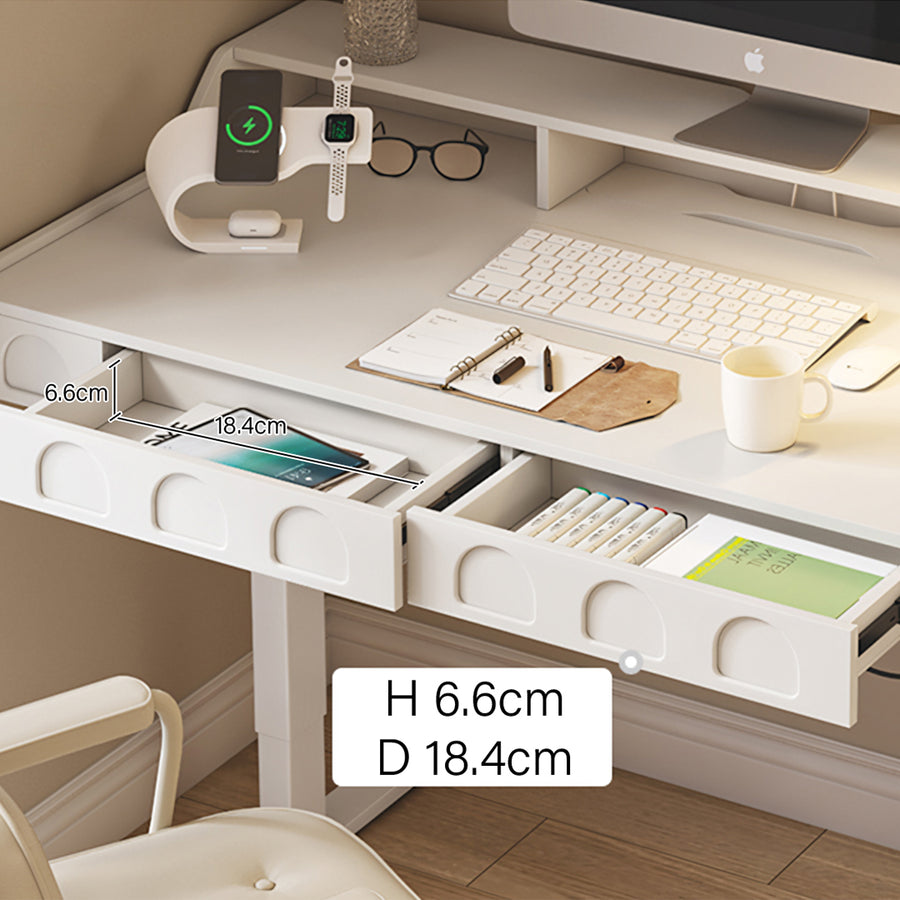 Freya Smart Standing Office Desk, Up And Down, Electric Height Adjustable - tan office desk