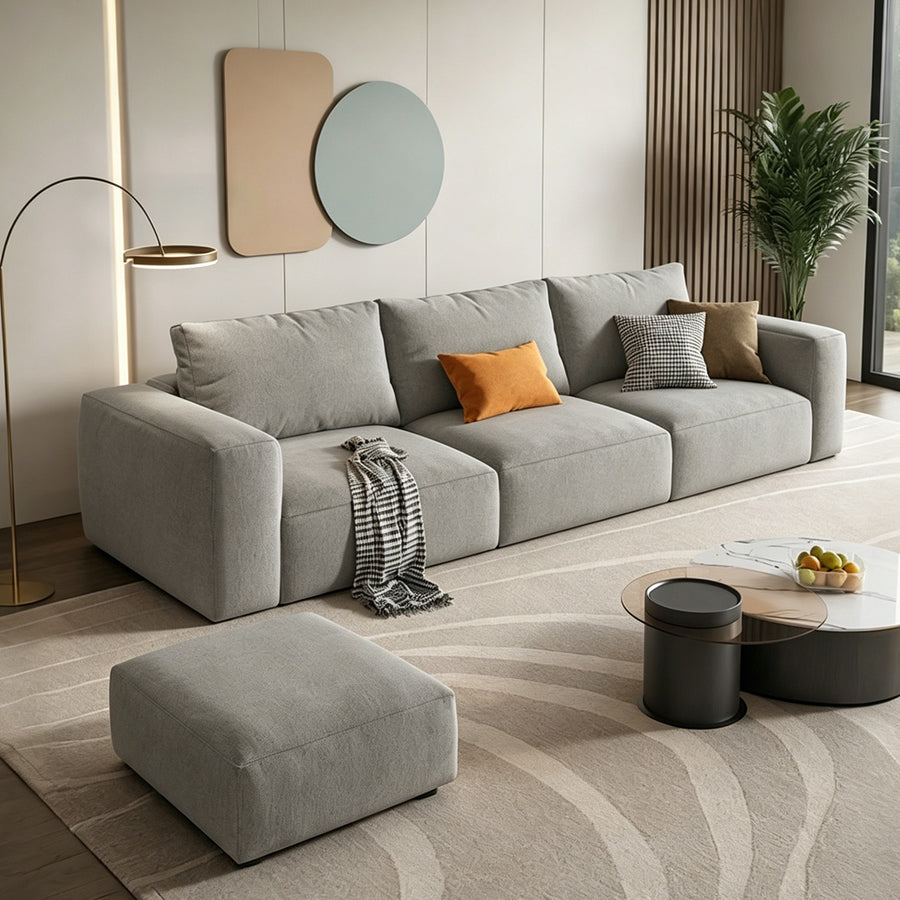 Horatio Two Seater Sofa, Linen front view as a small two seater sofa