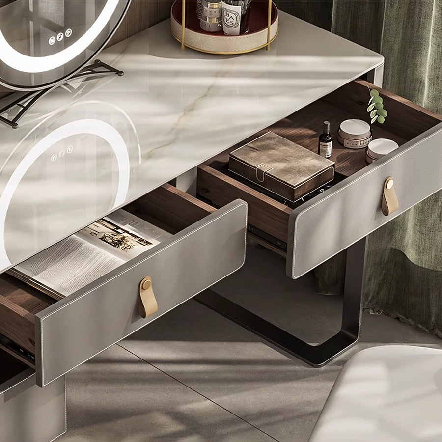 Hall Dressing Table With LED Mirror cabinet and shelf detail
