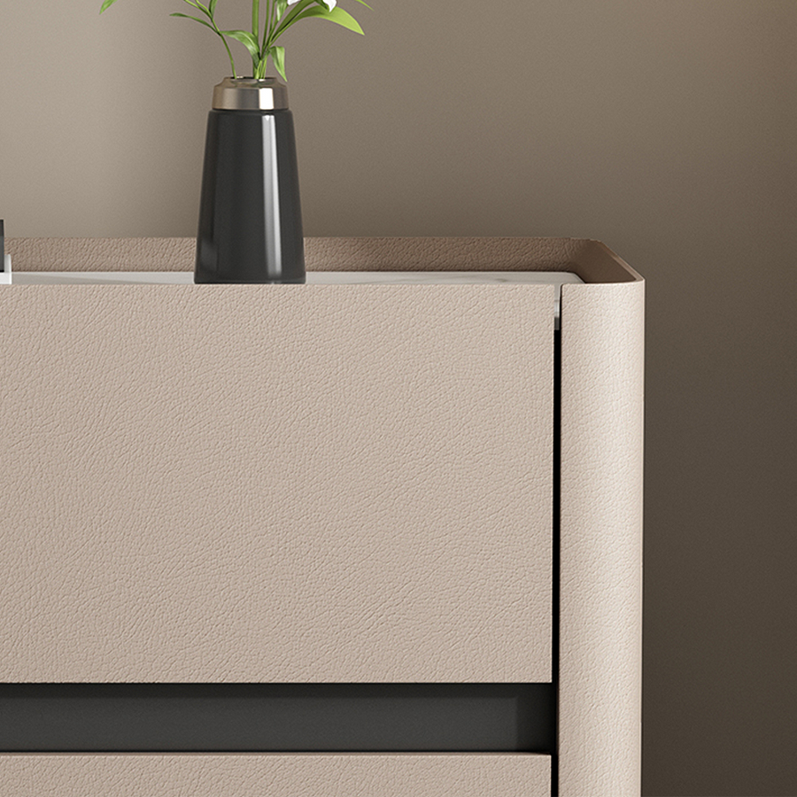 Koro Art Deco Bedside Table - leather bedside table