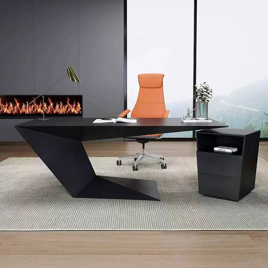 Tariq Modern Office Desk For Home, Black Wood