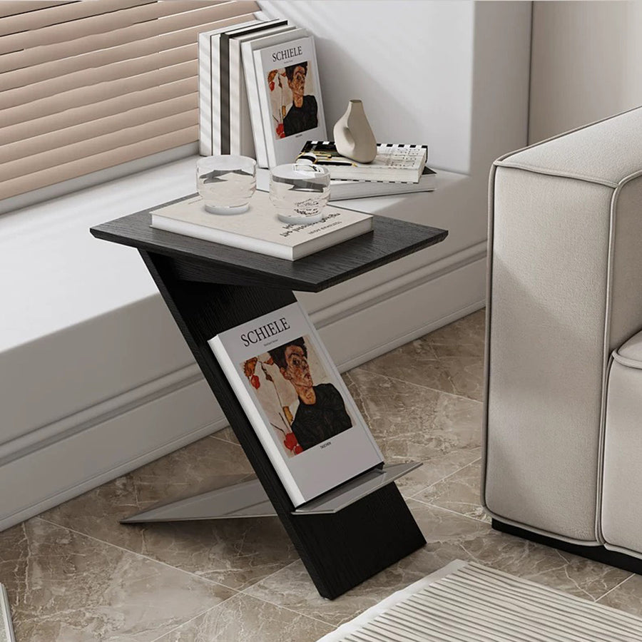 Eunice Side Table With Magazine Rack, Solid Wood