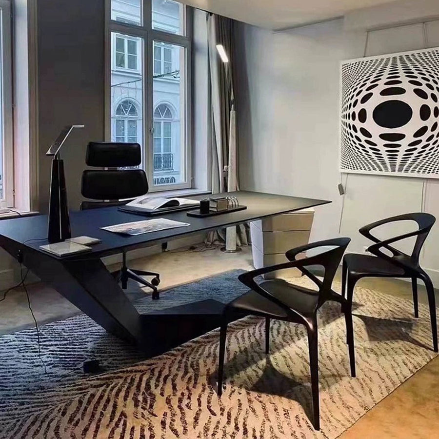 Tariq Modern Office Desk For Home, Black Wood