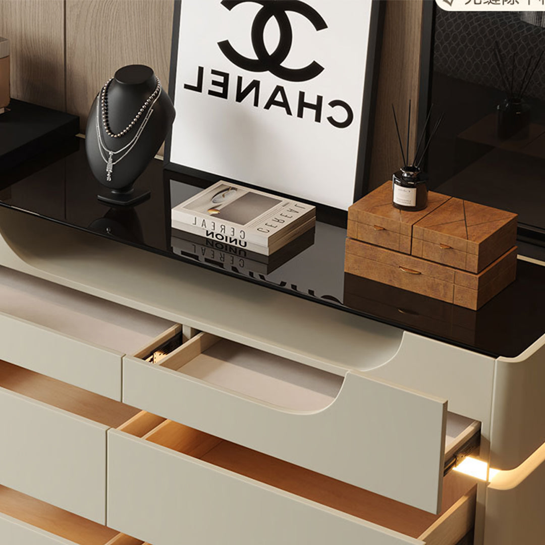 Nance Dressing Table With Side Drawer and LED Mirror-Rit Concept-Rit Concept