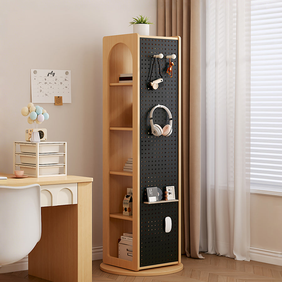 Correa Rotating Bookshelf, Freestanding Shelving Unit With Full Length Mirror styled for for living room