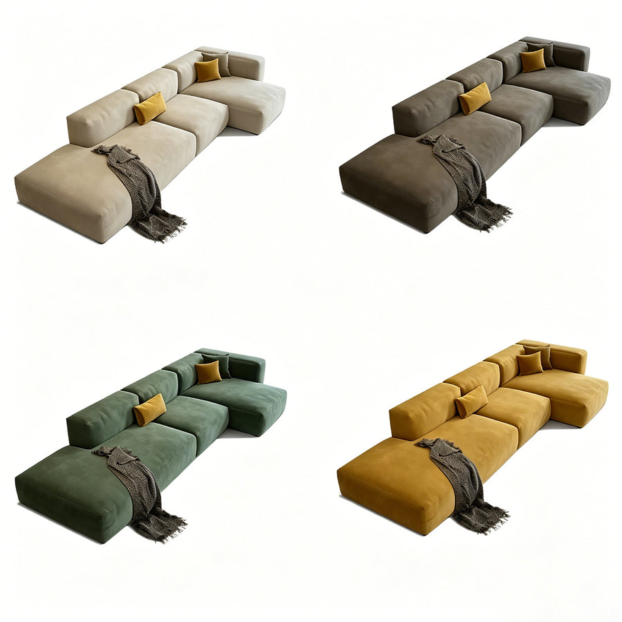 Modern velvet three seater sofa product view for UK living room
