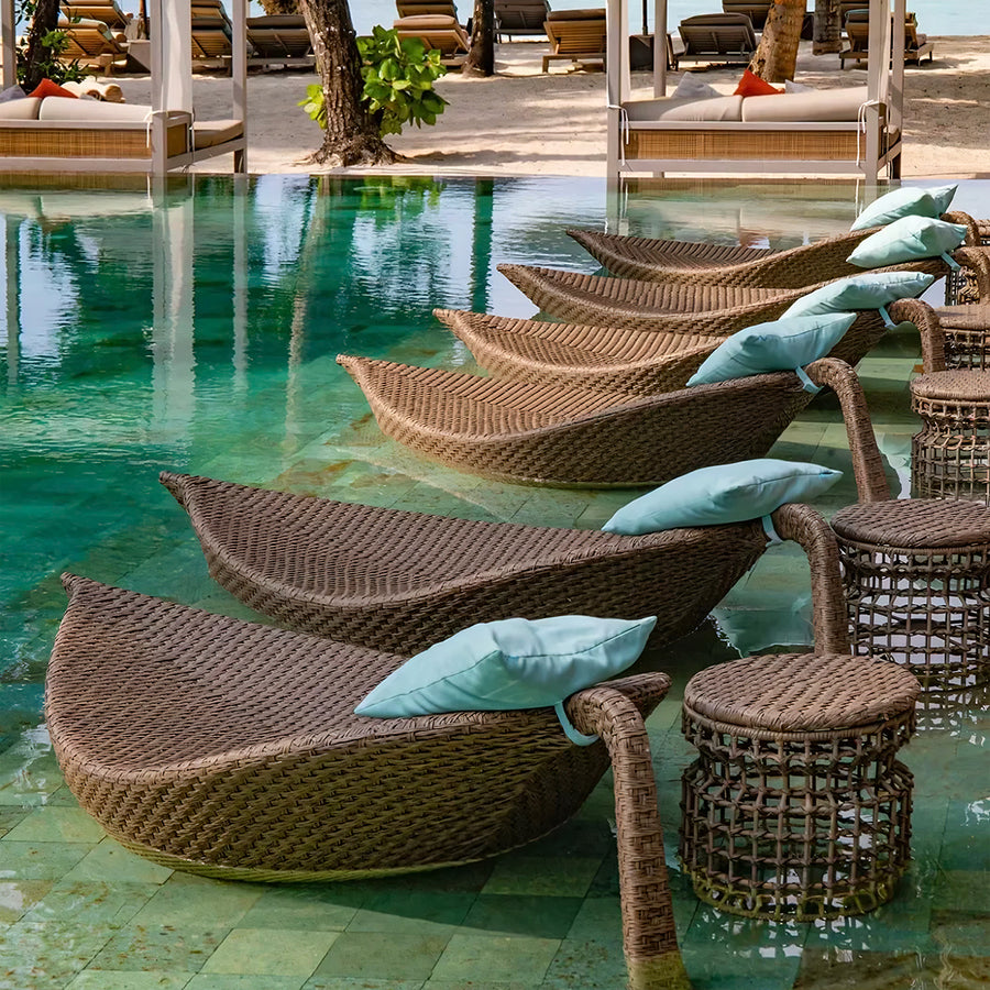 Escobar Garden Outdoor Sun Lounger, Rattan - lounge chair