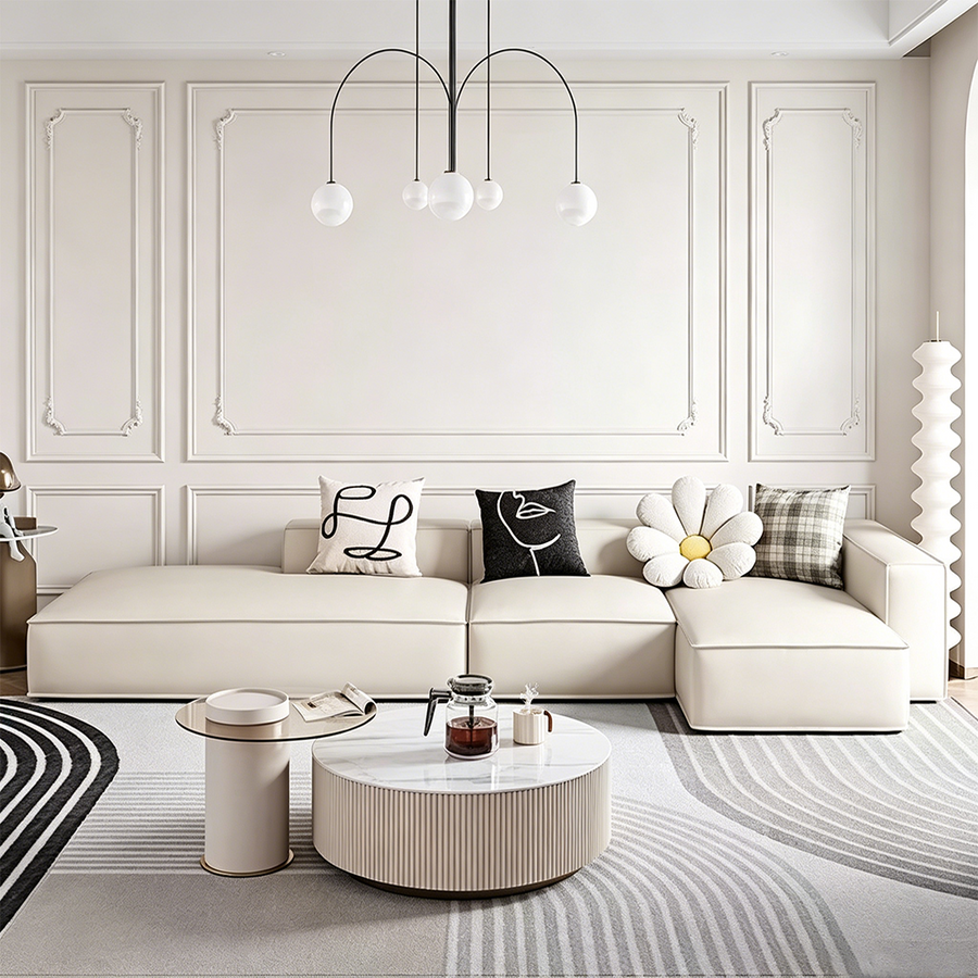 Milton Two Seater Sofa, Four Seater Corner Sofa, Leathaire compact living room seating idea