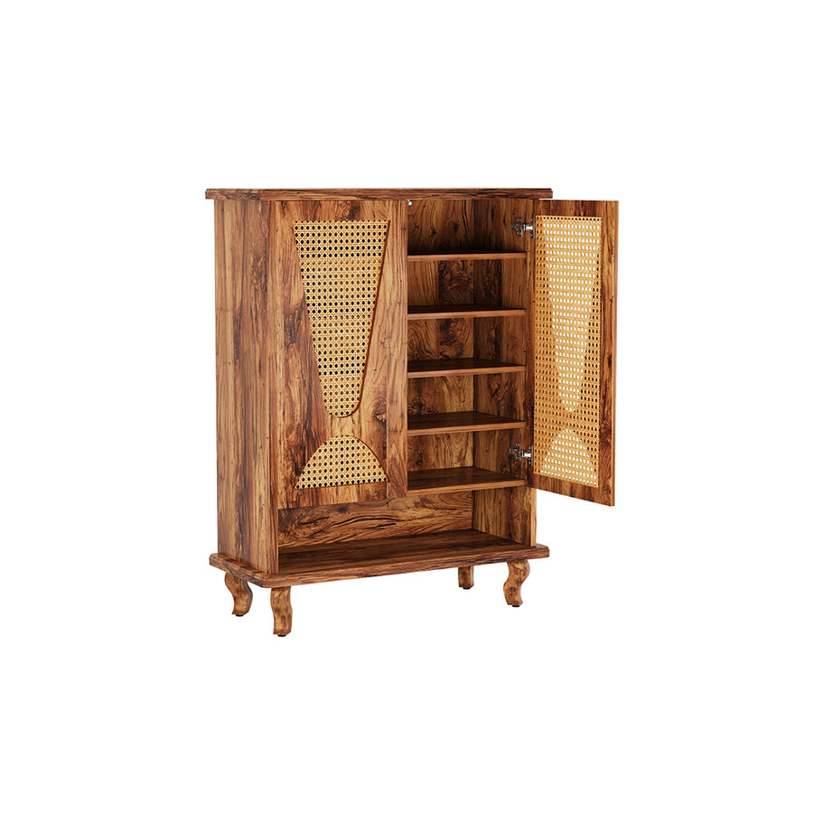 Crusoe Rattan Shoe Cabinet styled for narrow shoe storage cabinet
