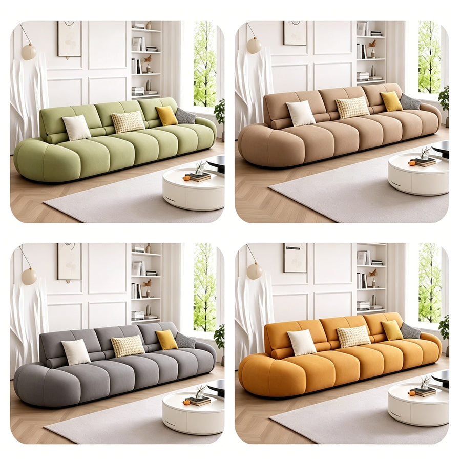 Gia Round Curved Three Seater Sofa room setting with designer sofa styling