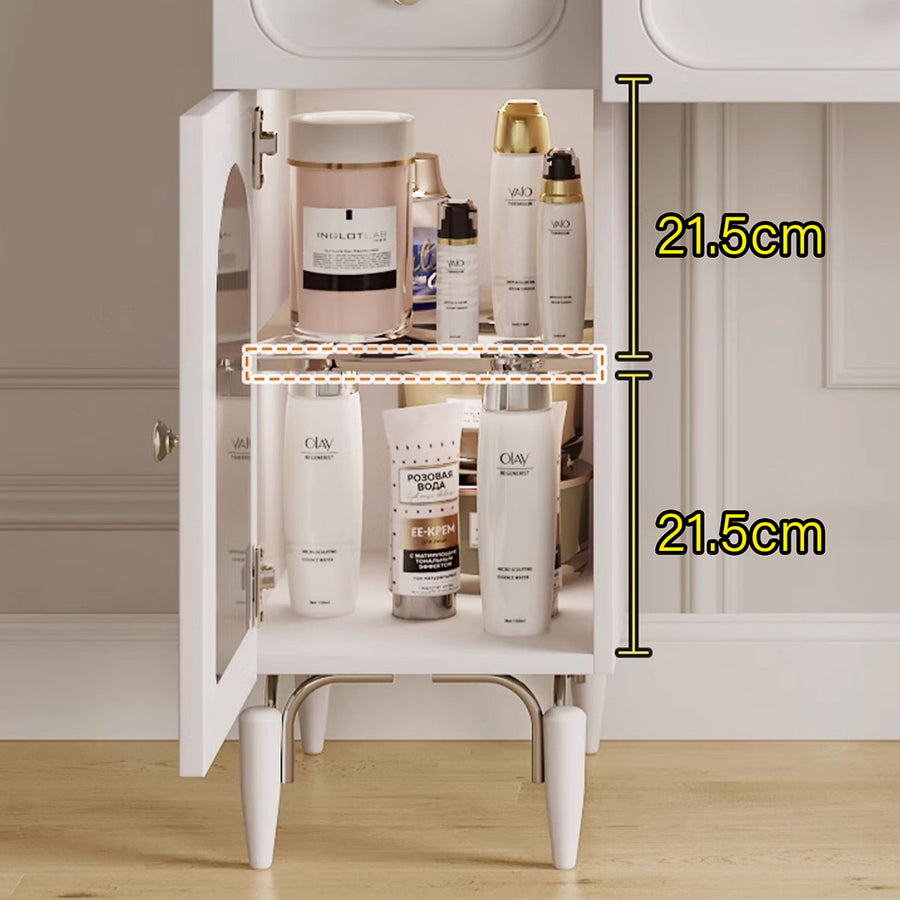 Layla Slimline Dressing Table, Small Dressing Table cabinet and shelf detail