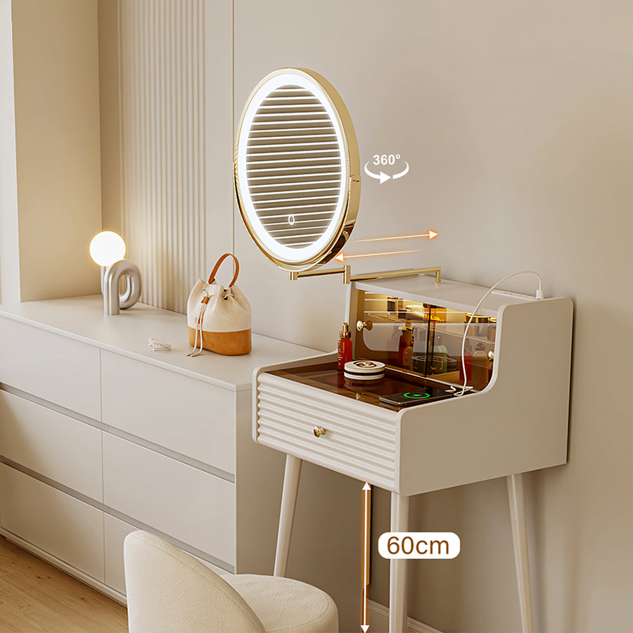 Thiago Narrow Mini Dressing Table For Small Corner cabinet and shelf detail