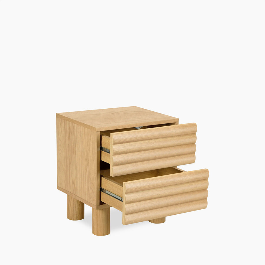 DiGiovanni 2 Drawer Bedside Table, Wood detail view for 2 drawer bedside bedroom side table