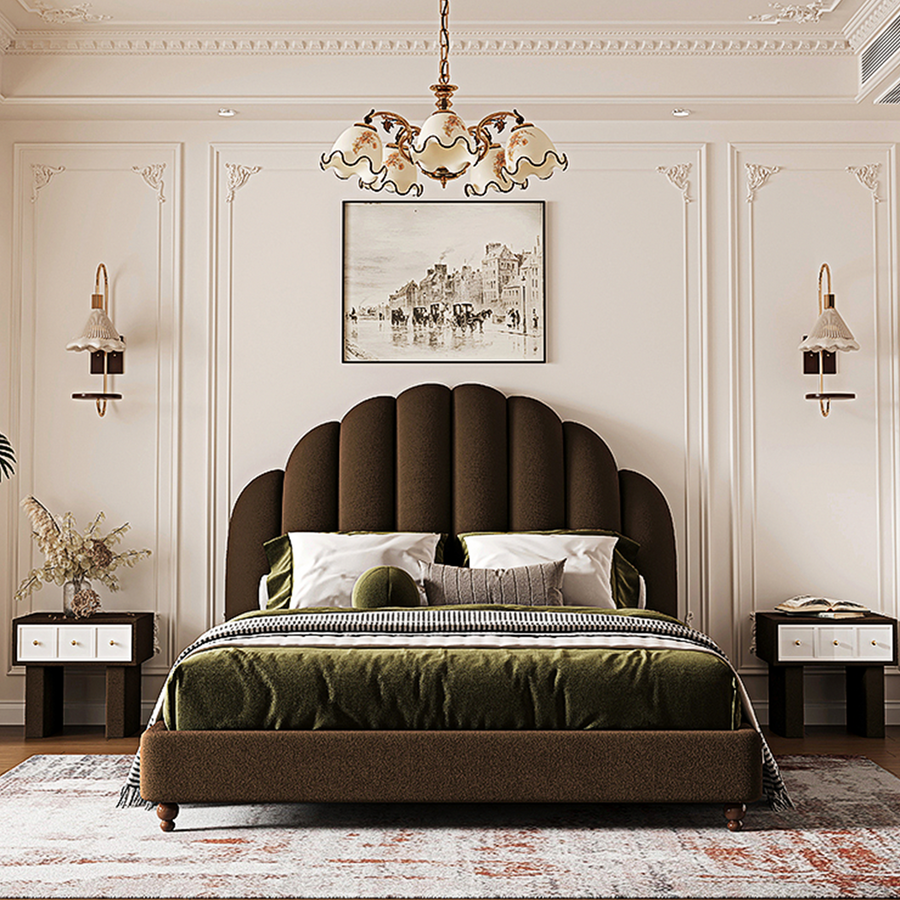 Persephone Shell Double Bed, King Size, Super King Size, Flannelette styled for bedroom storage bed