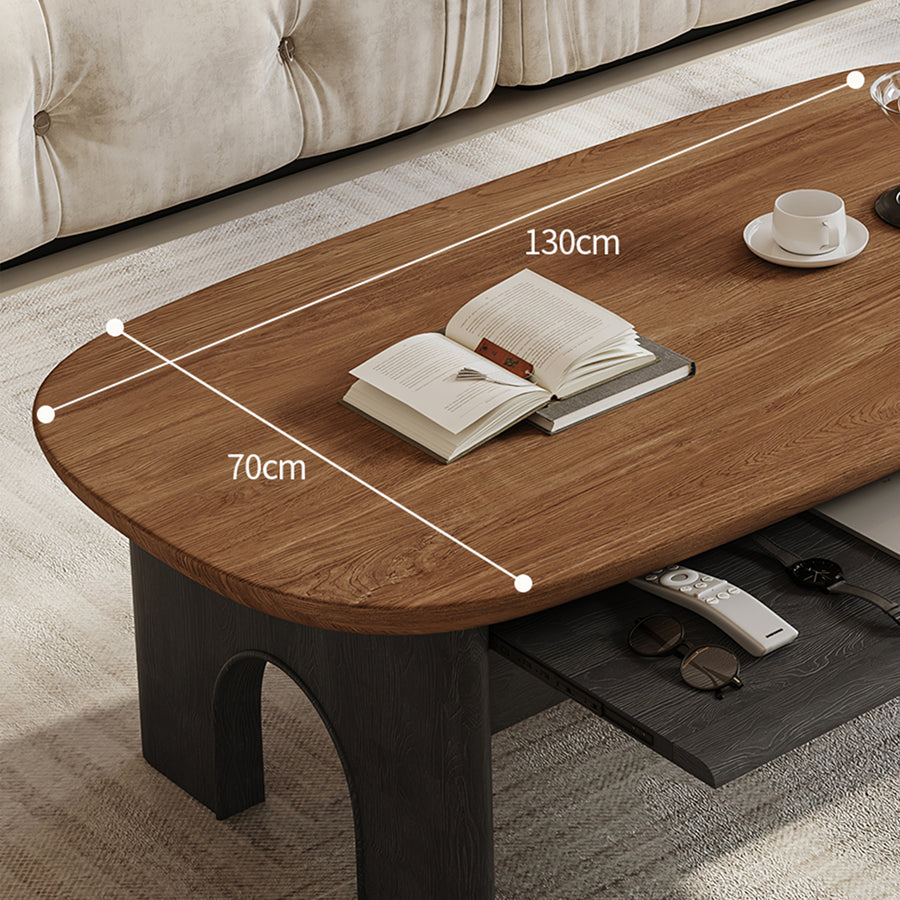 Knight Coffee Table With Storage, Wood, Oval detail view for wooden oval coffee table UK