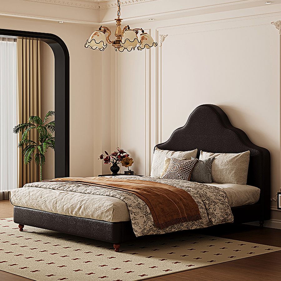 Elara Double Bed, King Size, Super King Size, Flannelette styled for bedroom storage bed
