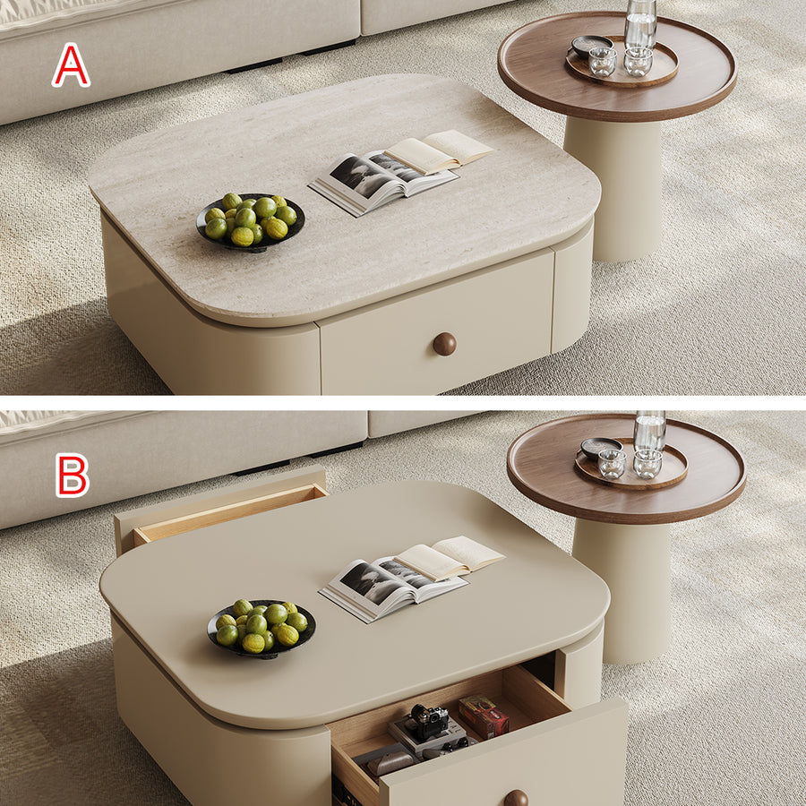 Meer Rectangle Coffee Table Set With Storage styled for for living room