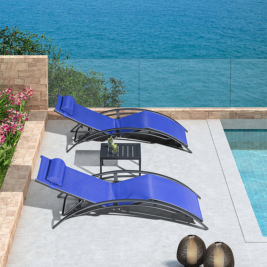 Chappell Reclining Sun Lounger With Pillow, Outdoor detail view for modern outdoor chair