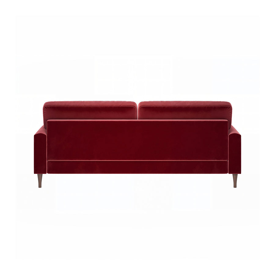 Shafique Two Seater Sofa, Loveseat, Velvet or Linen side view and sofa proportion