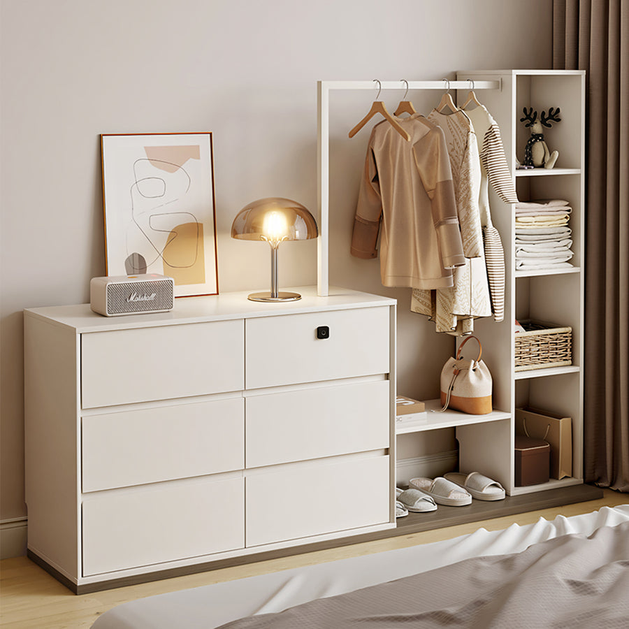Hiroshi Coat Rack With Storage, Wardrobe With Coat Stand styled for tan bedroom wardrobe