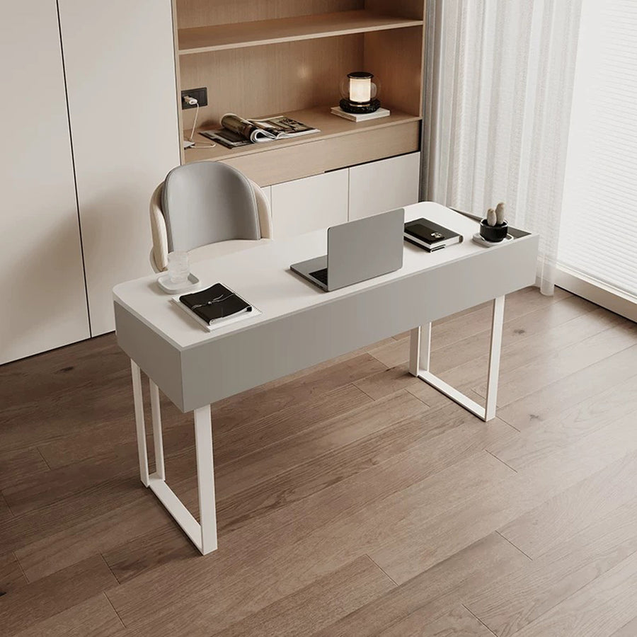 Tusa Office Desk, White, Sintered Stone