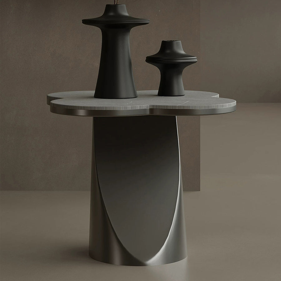 Lorna Side Table, Stainless Steel & Sintered Stone