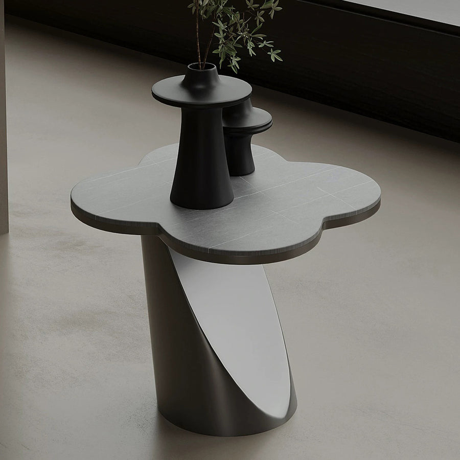 Lorna Side Table, Stainless Steel & Sintered Stone