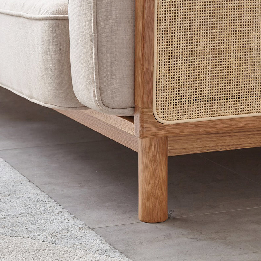 Villa Rattan Two Seater Sofa side view and sofa proportion