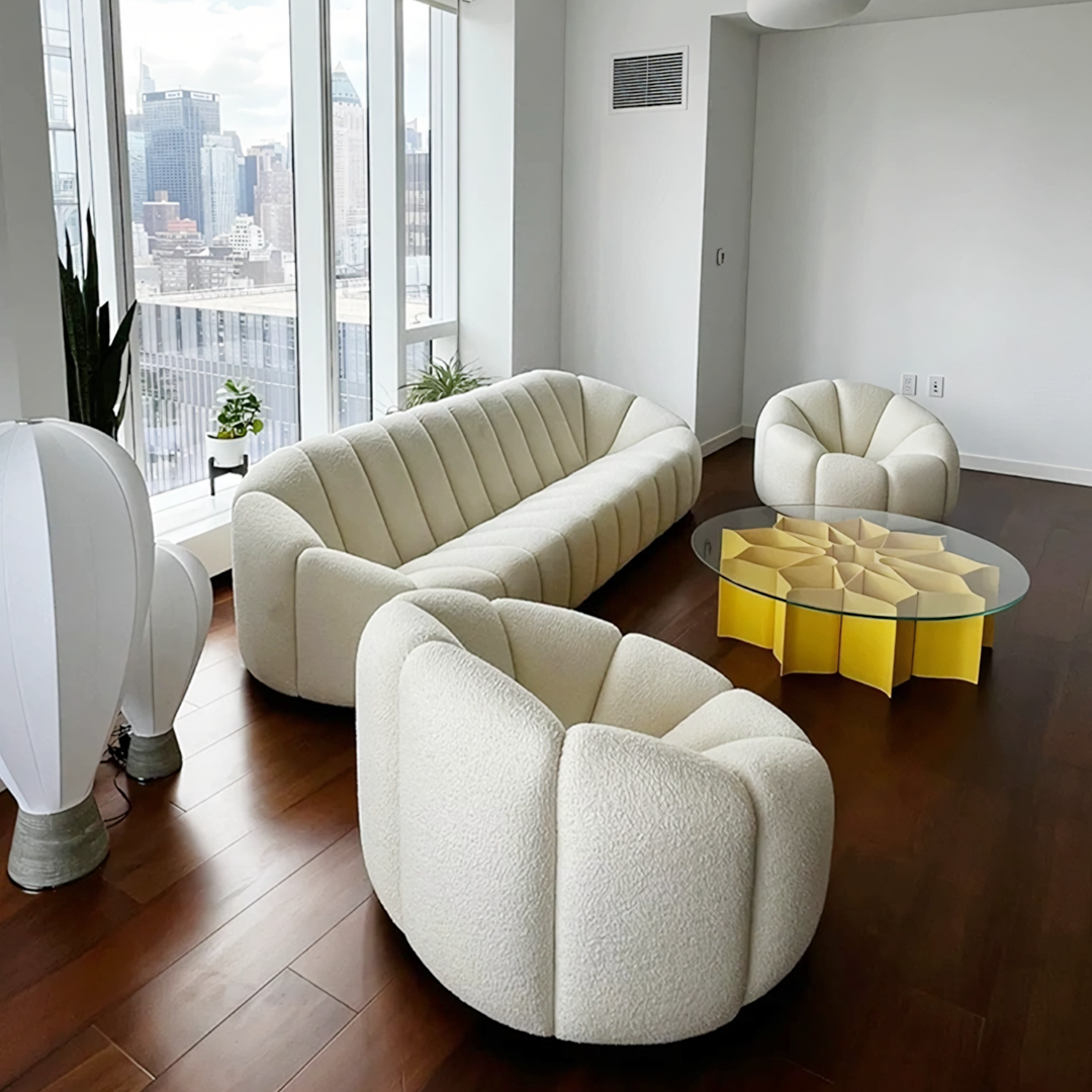 Grace Pumpkin Armchair, White Boucle-Ritconcept-Rit Concept