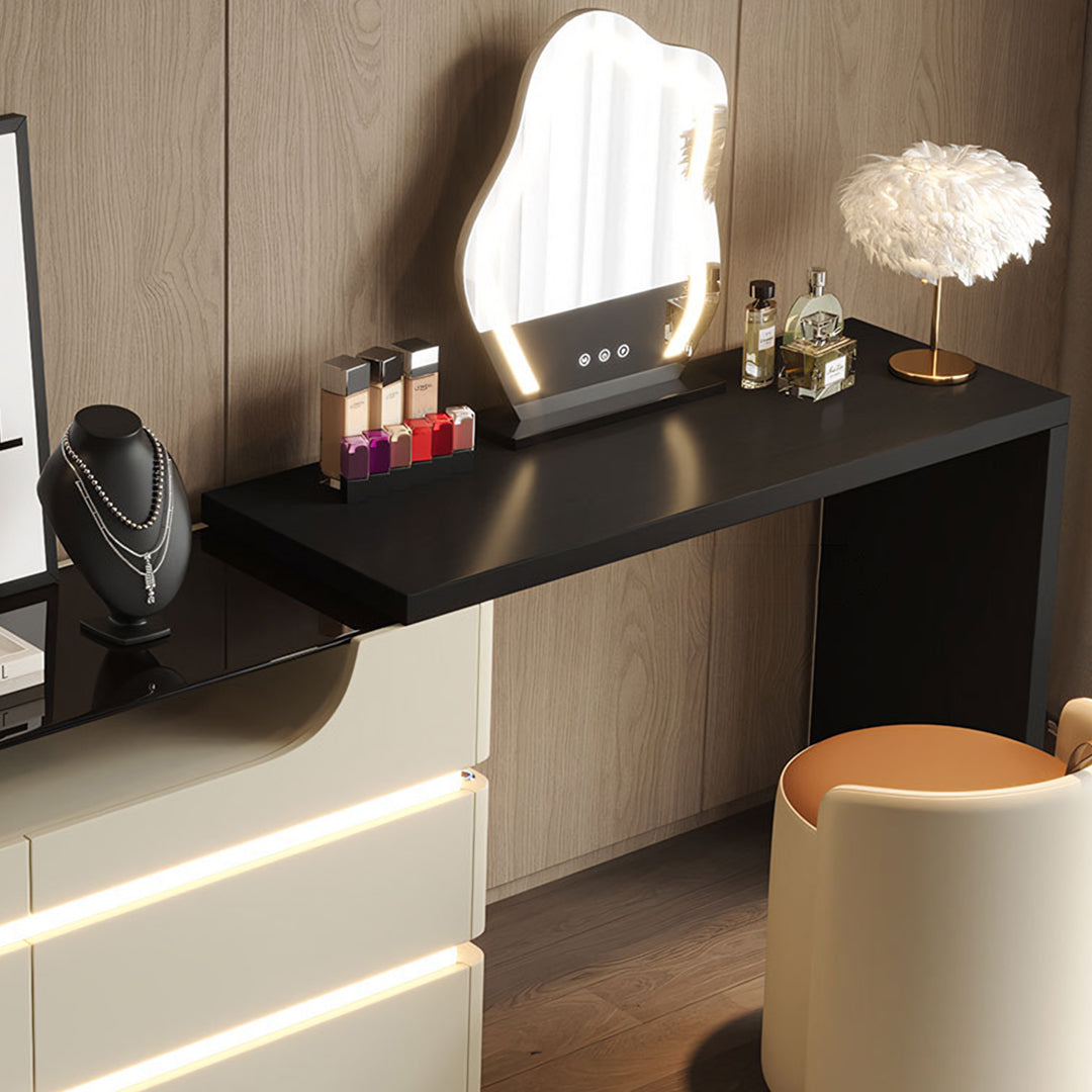 Nance Dressing Table With Side Drawer and LED Mirror-Rit Concept-Rit Concept