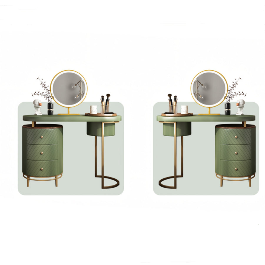 Tandy Dressing Table, Green/ White/ Black And Gold cabinet and shelf detail