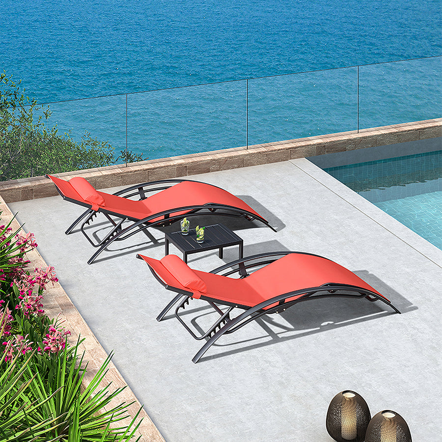 Chappell Reclining Sun Lounger With Pillow, Outdoor styled for modern outdoor chair