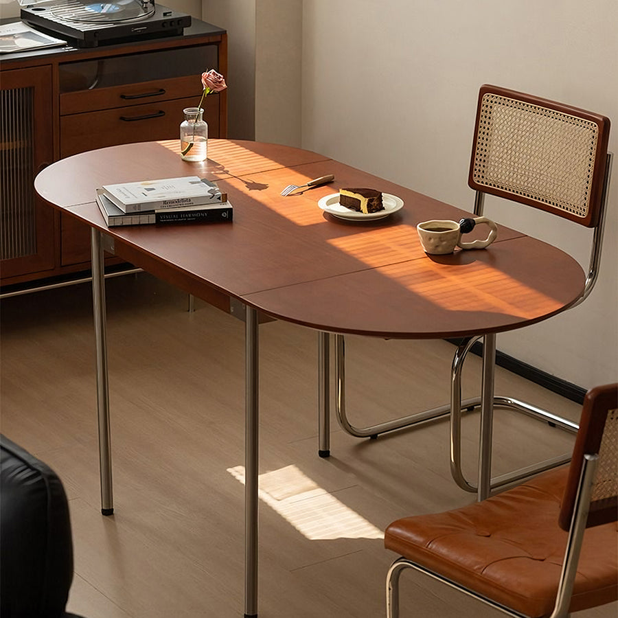 Tsvetkov Foldable Dining Table, Oval front view as a wooden dining table