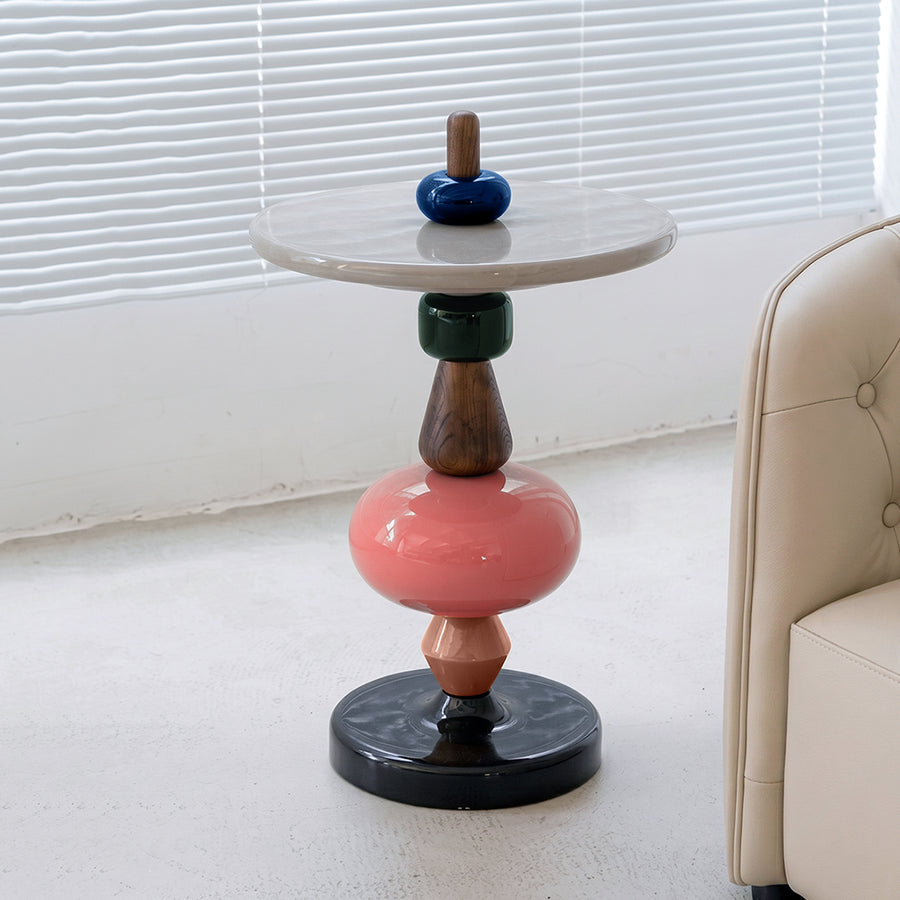 Aspasia Side Table, Ash wood styled for end table for living room
