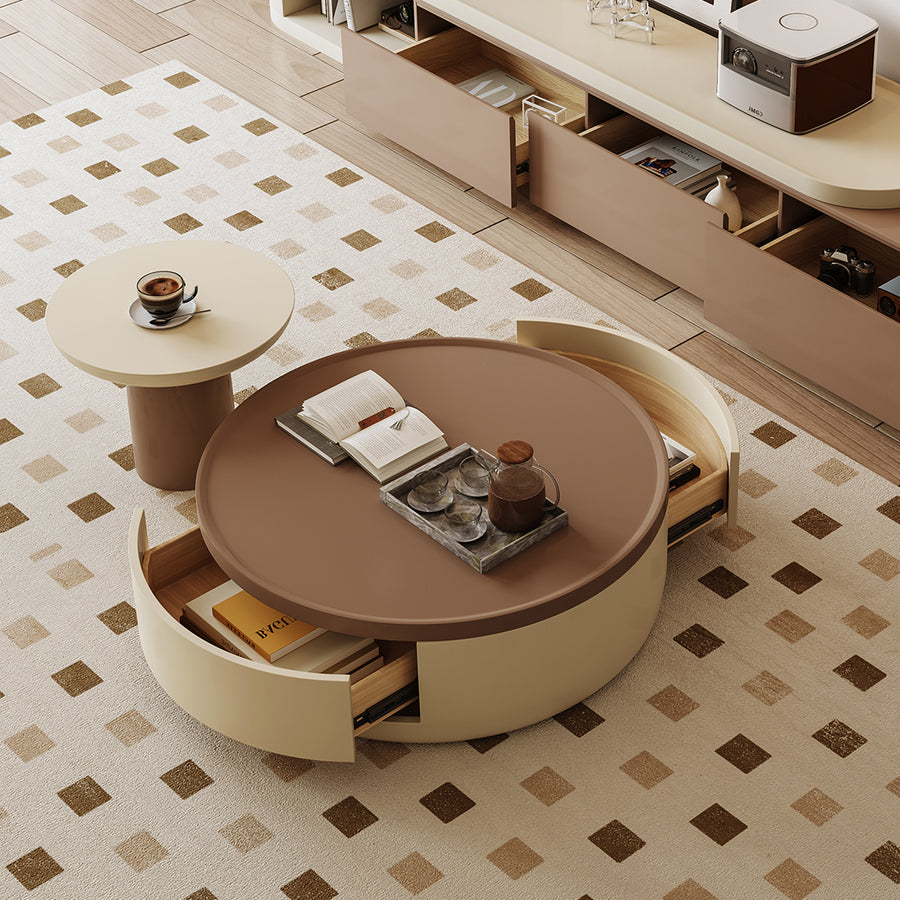 D'Angelo Round Coffee Table Set With Storage detail view for d angelo round round coffee table UK