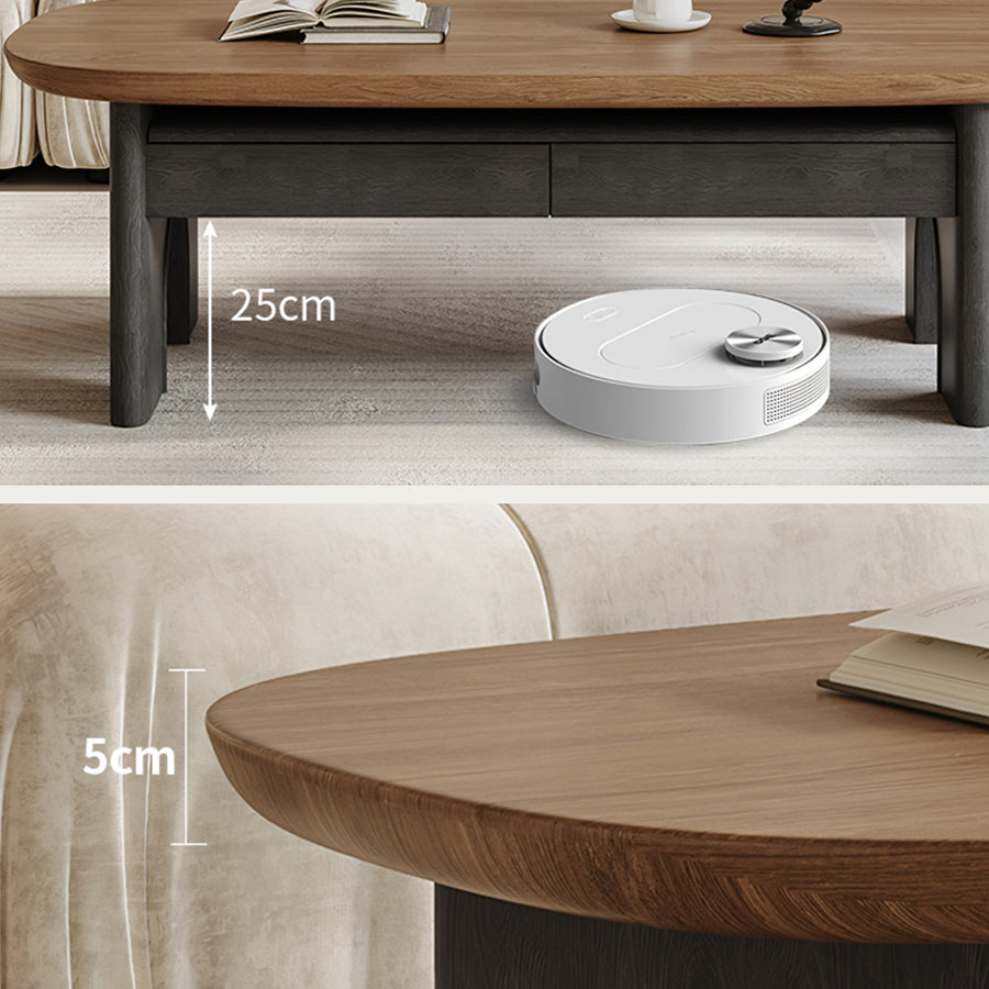 Knight Coffee Table With Storage, Wood, Oval detail view for for living room