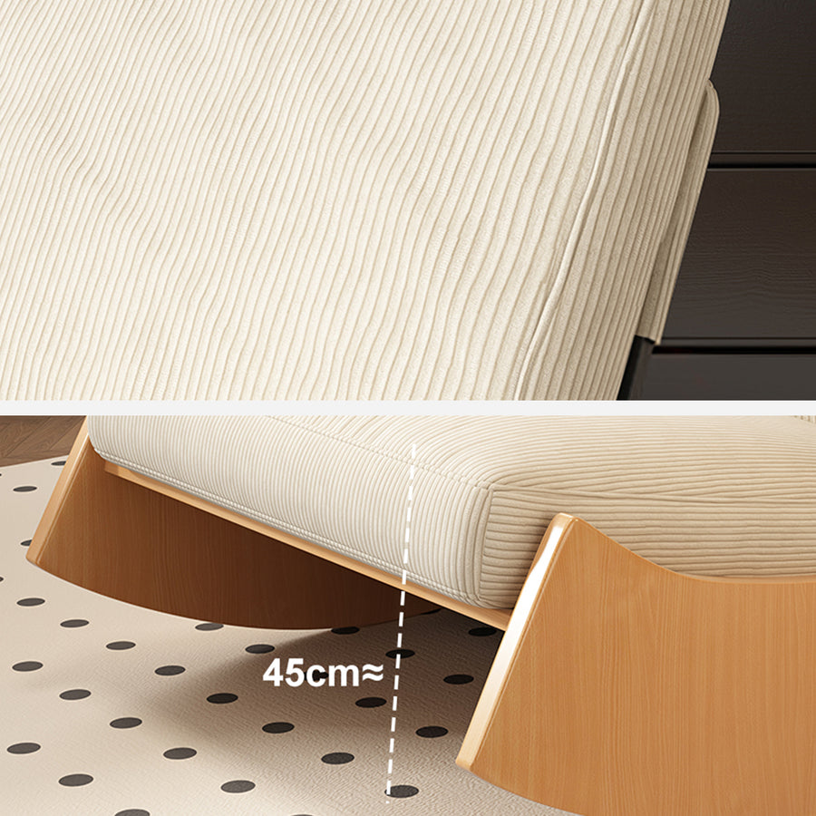 Anaya Rocking Chair, Corduroy & Wood detail view for accent chair UK