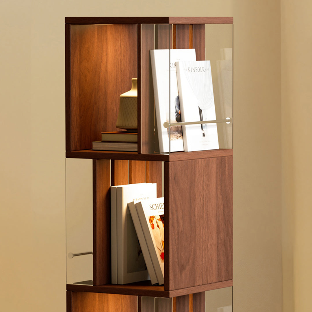 Anastasov Rotating Bookshelf, Corner Bookshelf, Solid Wood, With Light
