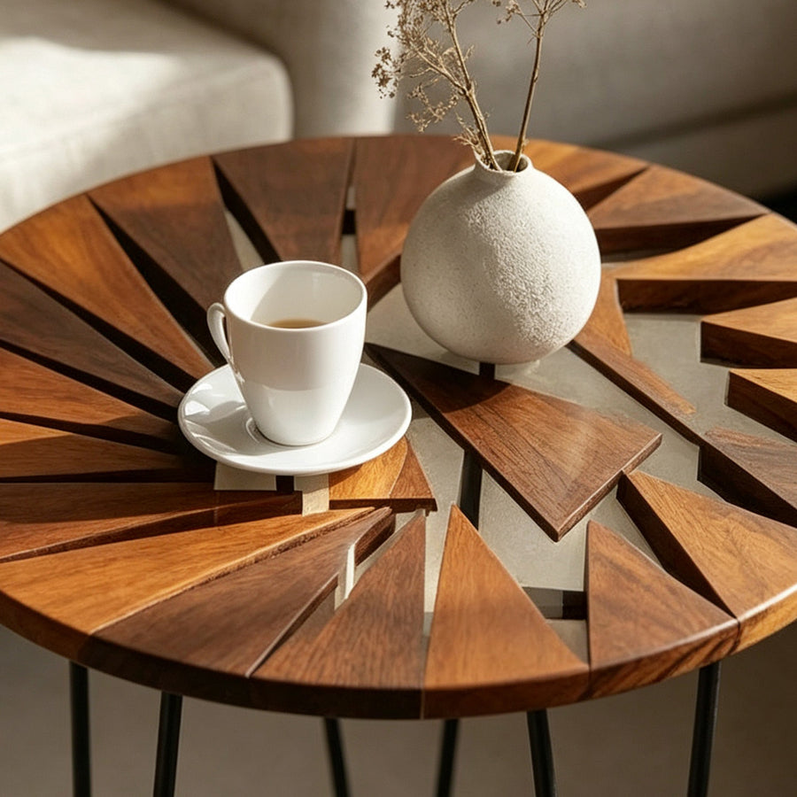 Morris Side Table, Walnut & Carbon Steel
