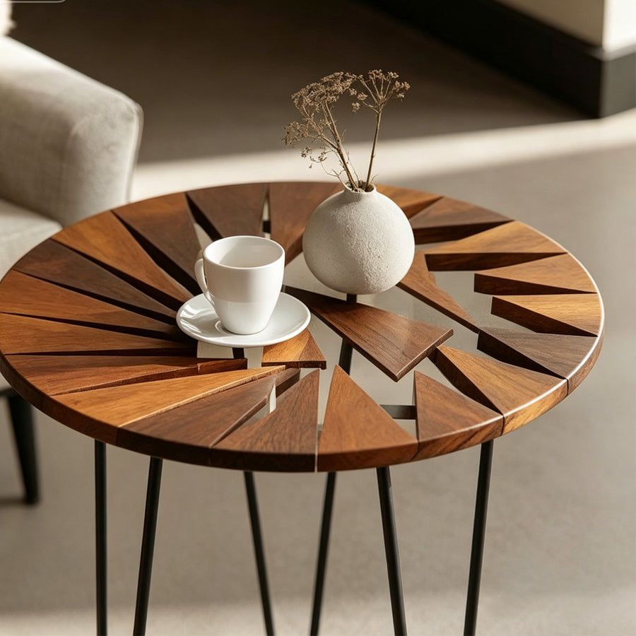 Morris Side Table, Walnut & Carbon Steel