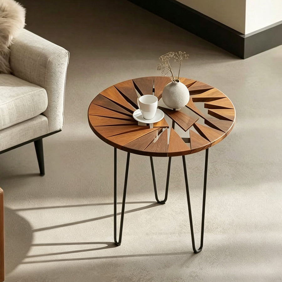Morris Side Table, Walnut & Carbon Steel