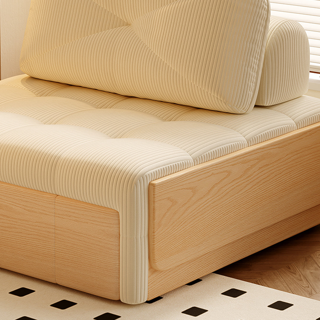 Makhmud Single Seater Sofa Bed With Foldable Side Table & Phone Holder, Corduroy