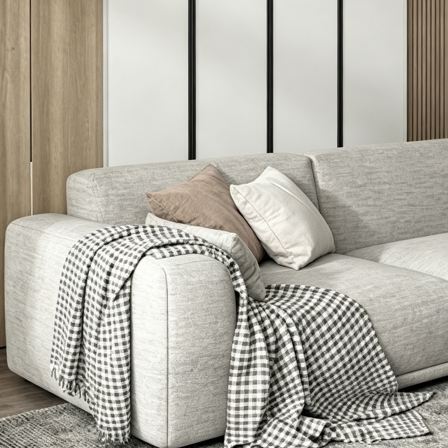 Koch Two Seater Sofa, Three Seater Sofa, Linen front view as a modern two seater sofa