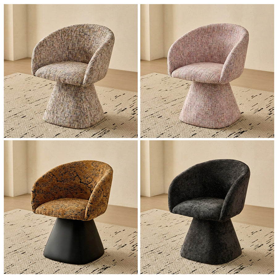 Artisan Swivel Accent Chair, Dining Chair, Linen or Boucle