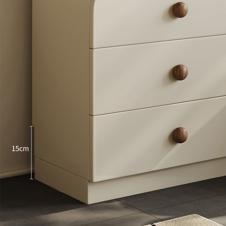 Jackson Dressing Table With Chest Of Drawers & Round Mirror, Solid Wood cabinet and shelf detail