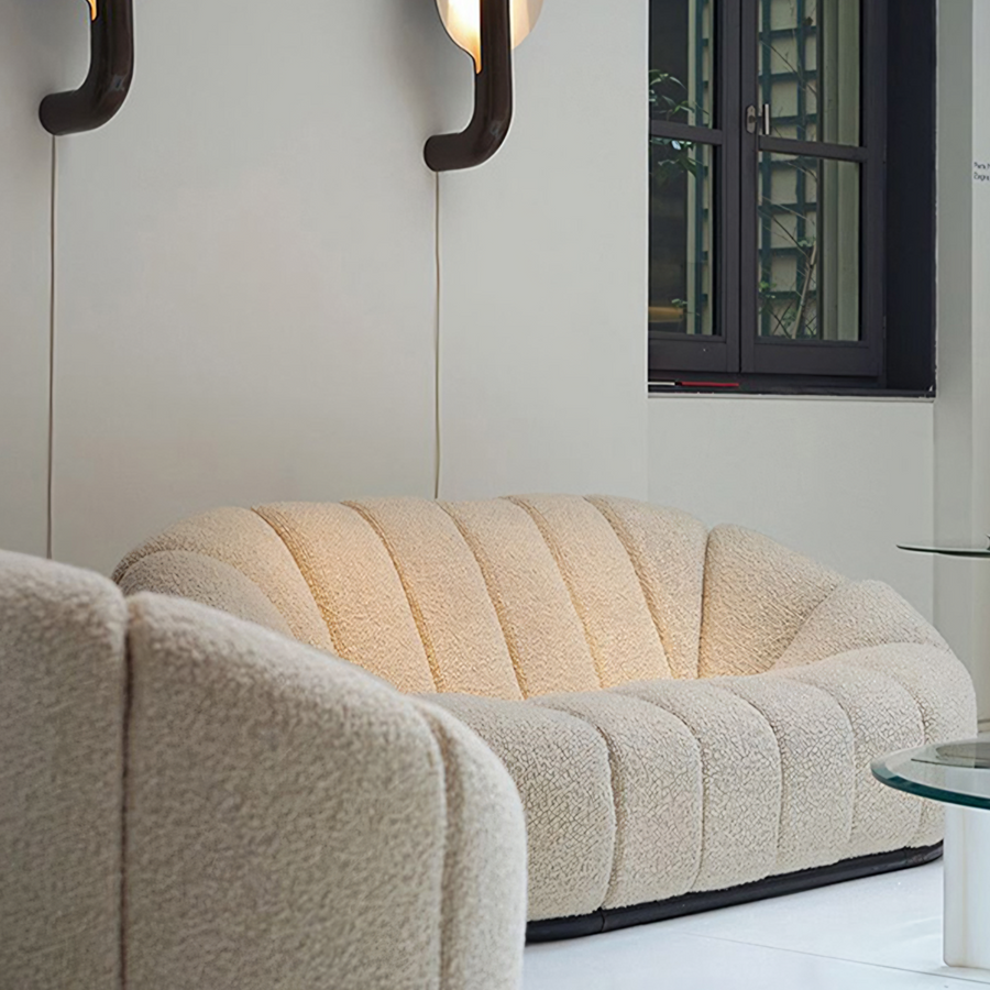Grace Pumpkin Armchair, White Boucle - accent chair UK