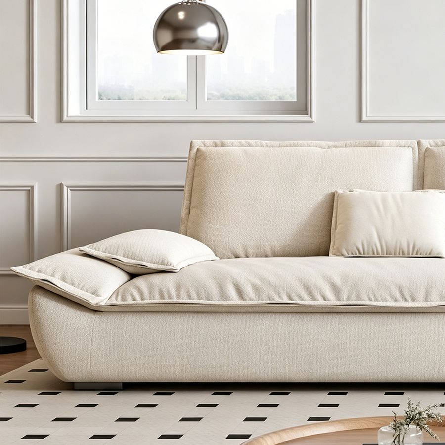 Rowan Two Seater & Three Seater Sofa, Cotton Linen upholstery and cushion detail